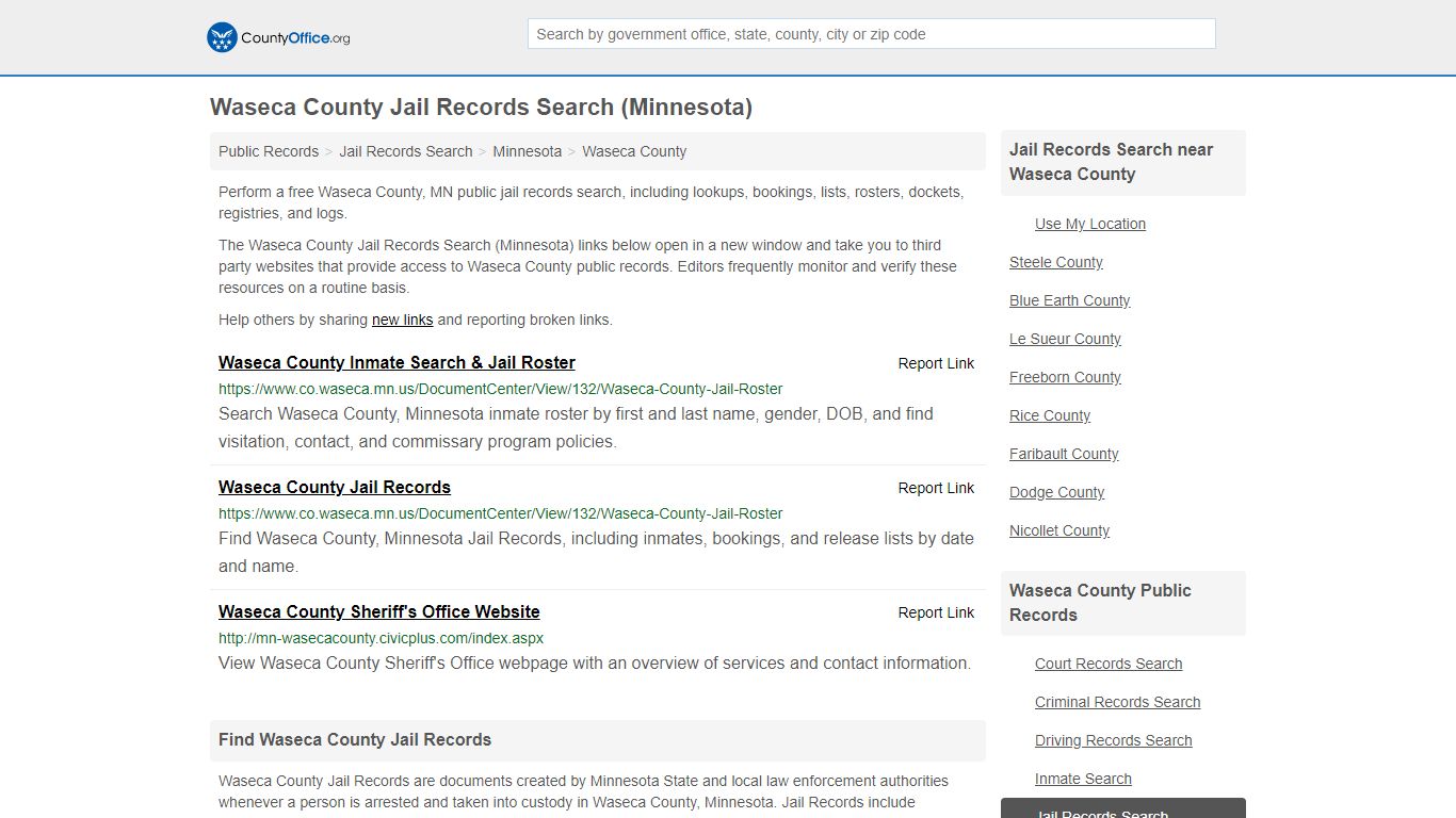 Jail Records Search - Waseca County, MN (Jail Rosters ...